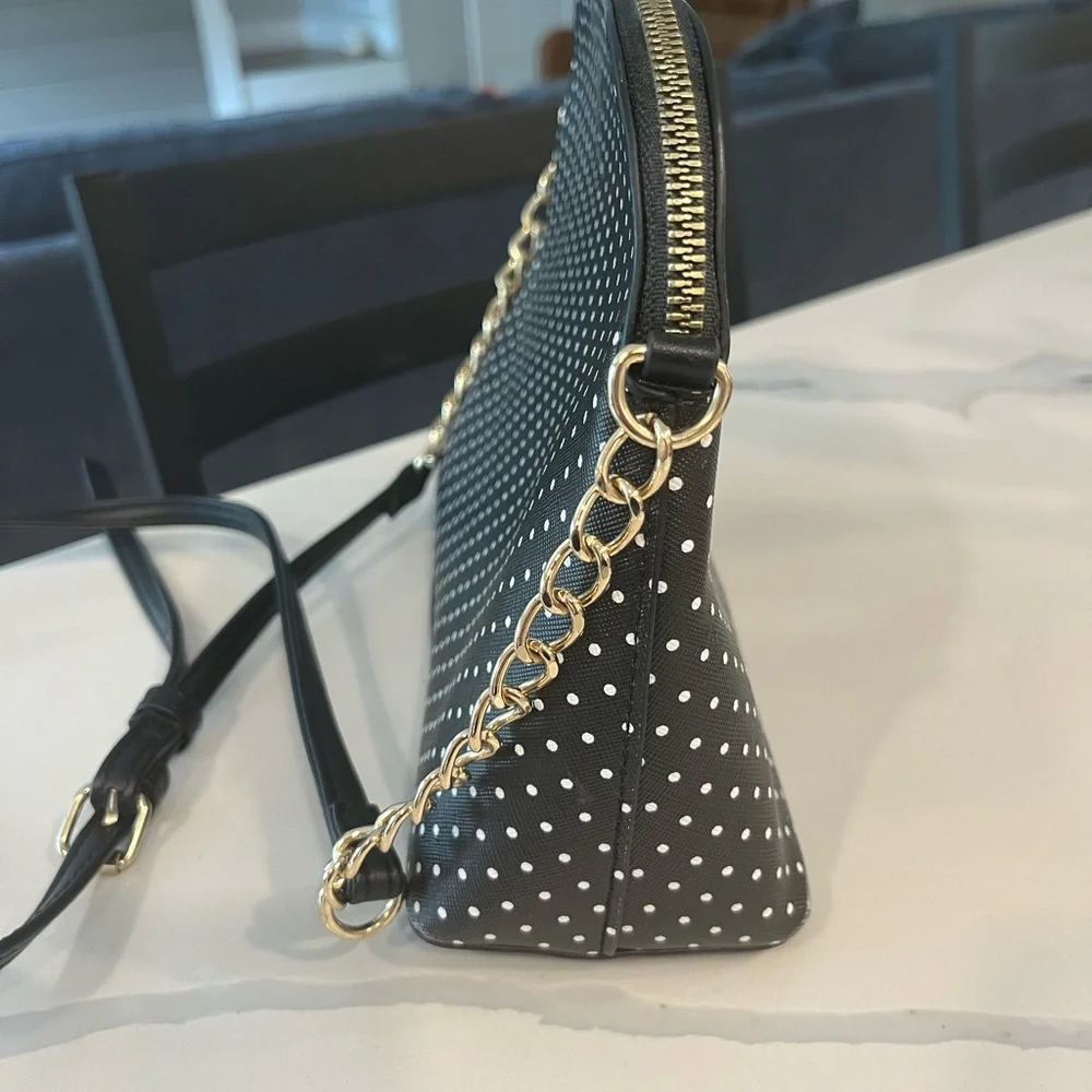 NANETTE LEPORE‎ Dome Black And White Polka Dot Crossbody Bag